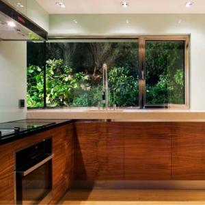 stainless steel window to kitchen