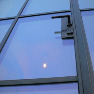 up close image of glazing bars to steel door