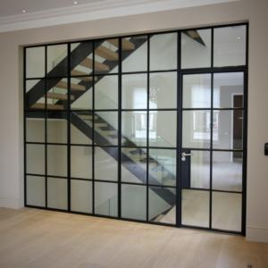 steel framed fixed screen with integrated door