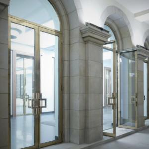 large steel doors to department store