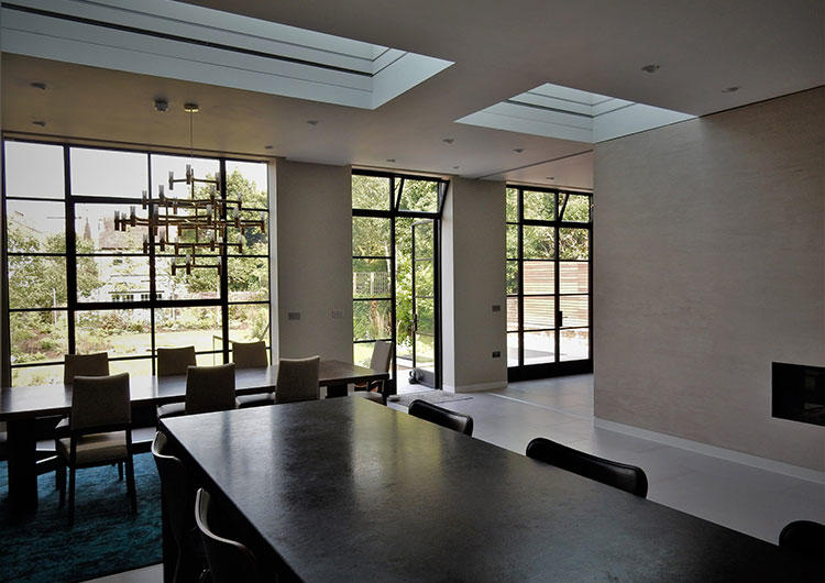 steel framed patio doors in kitchens
