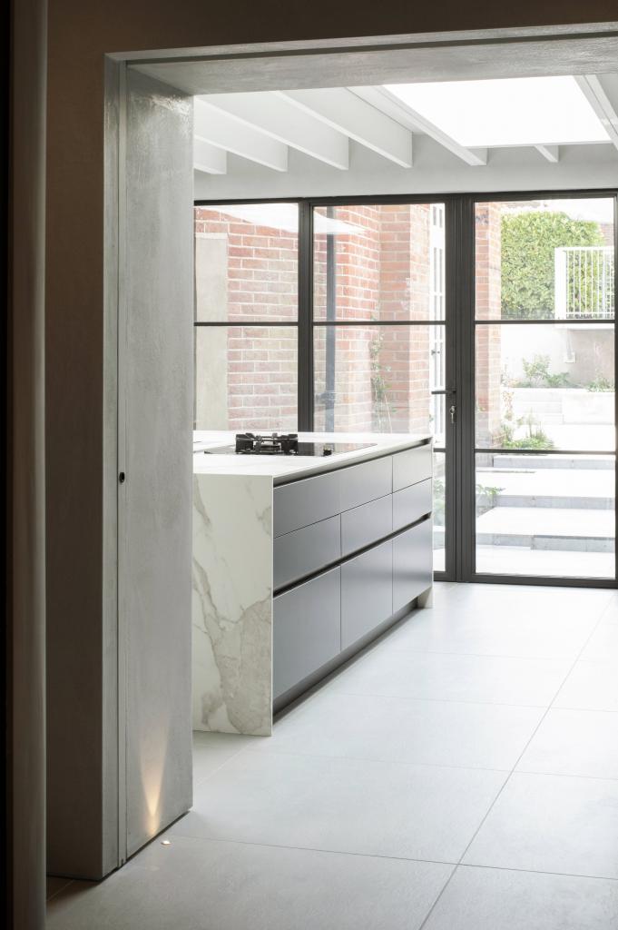 Modern kitchen with steel patio doors